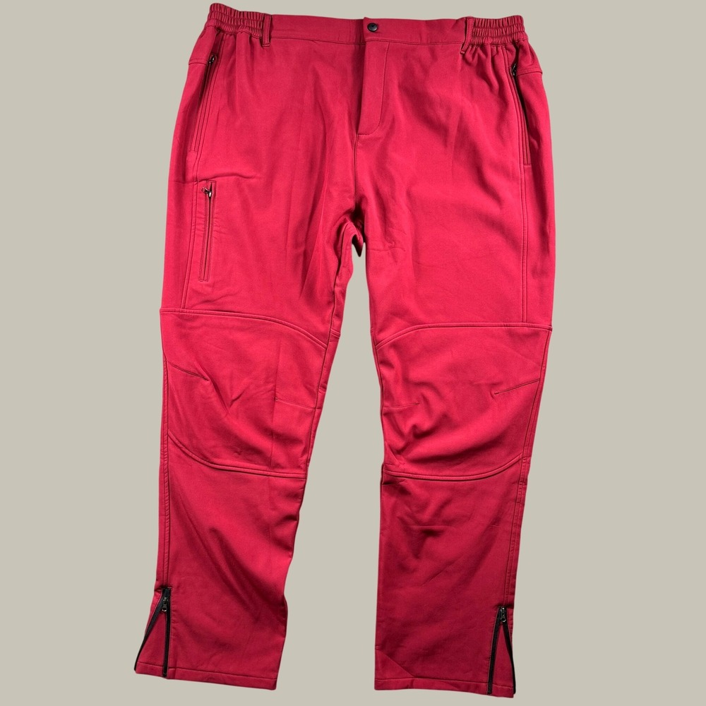 Wulful Outdoor Pants Men XXL Red Fleece Lined Softshell Hiking Winter Snow Ski